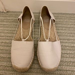 Eileen Fisher white leather Espadrille